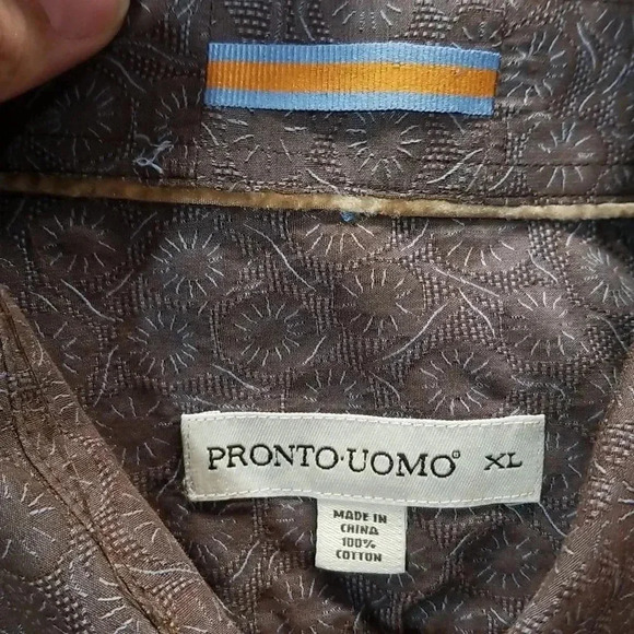 {Pronto Uomo} Men's Textured Button Down Casual Shirt - Picture 6 of 13